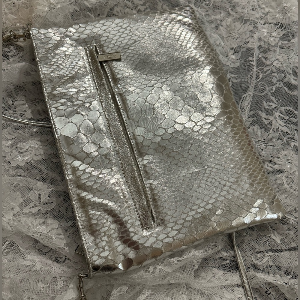 VTG Metallic Silver Patchwork Purse Shoulder Bag EUC USA 90’s 80’s Oversized - Picture 7 of 15